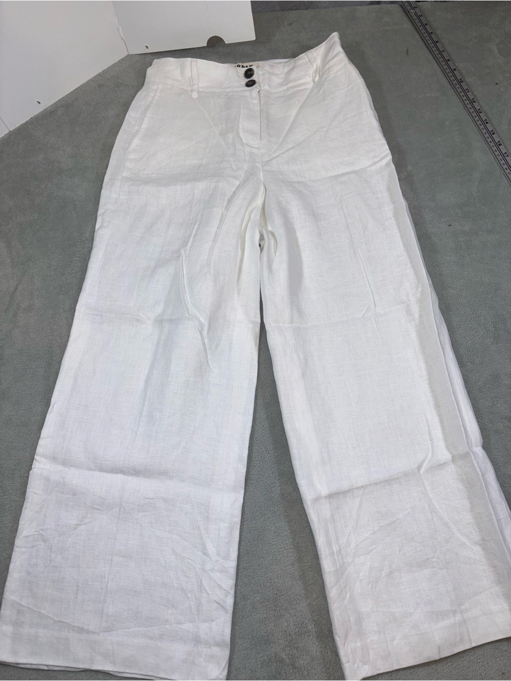 Boden White Linen Wide Leg Pants Trousers 8P